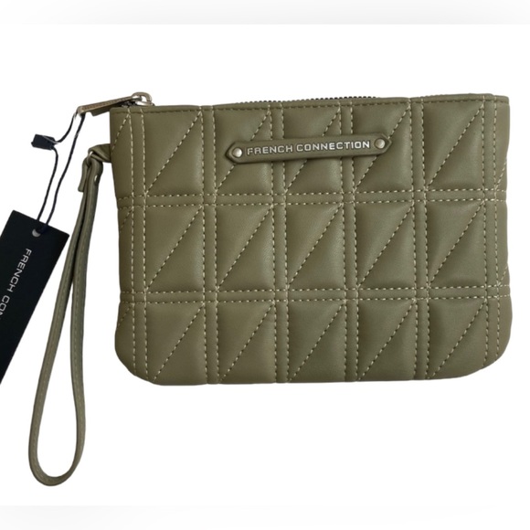 French Connection Flora Box Quilt Wristlet Wallet , Color : Slate Green - Picture 1 of 10
